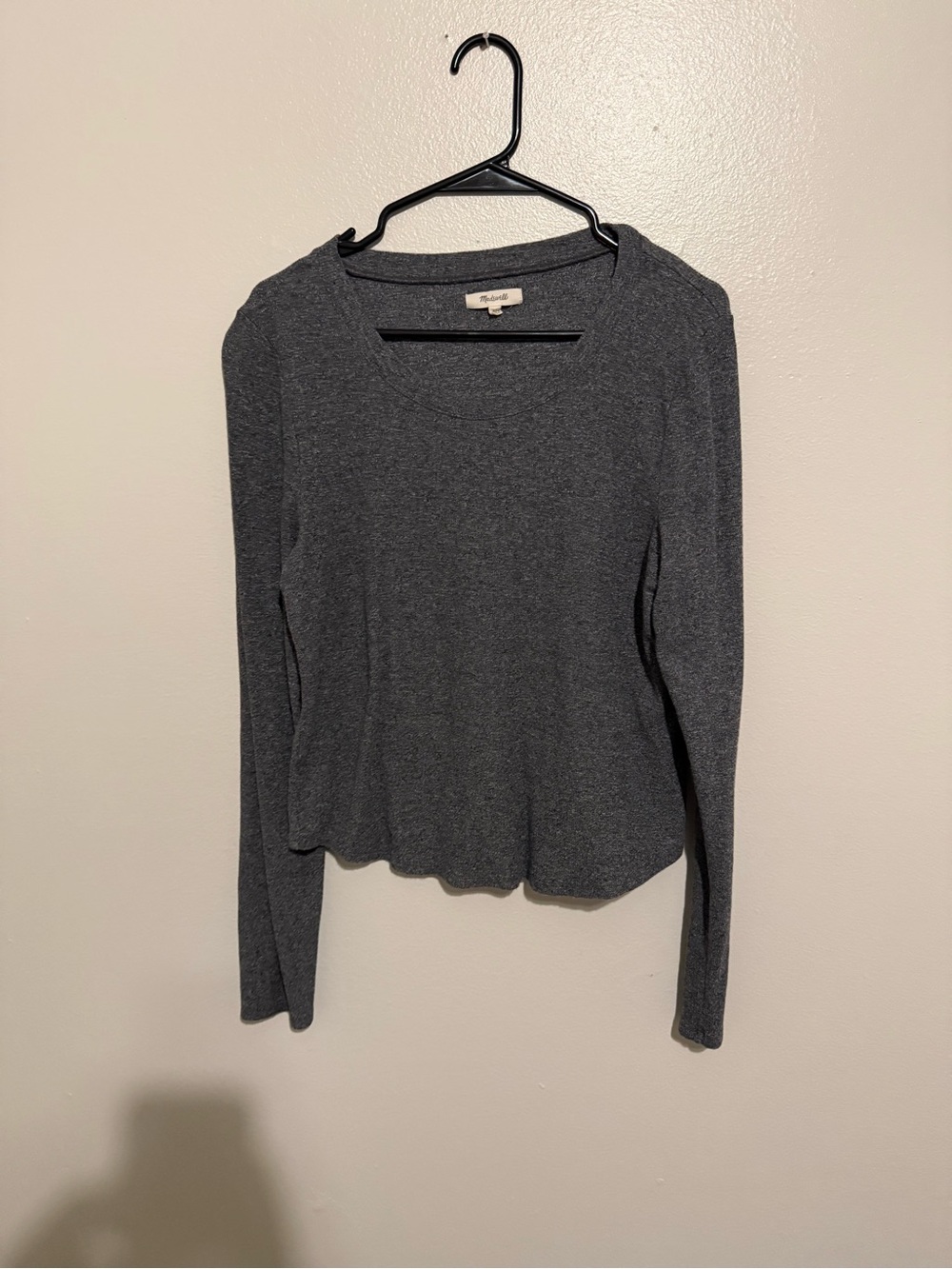 Madewell Heather Charcoal Scoop Neck Long-Sleeve Top